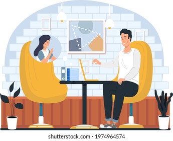 Man and woman make video call. Long distance relationship between friends, loving couple or marriage husband and wife. Online talk on smartphone via internet. Social media and communication concept