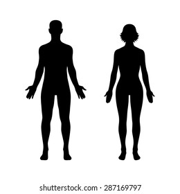 Man, woman, male, female nude human body flat vector icon for app and website