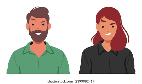 Man and Woman with Malicious Grin on Faces Revealing A Sinister Satisfaction That Sent Shivers Down Spines And Hinted At A Dark And Mysterious Nature of People. Cartoon Vector Illustration