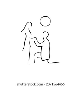 man and woman, marriage proposal sketch vector illustration on a transparent background