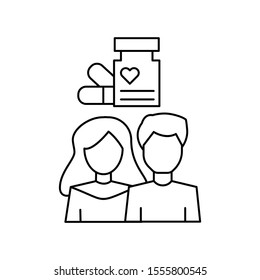 Man woman medicine vaccine icon. Simple line, outline vector of having feelings icons for ui and ux, website or mobile application