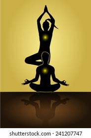 man and woman meditate, yoga.