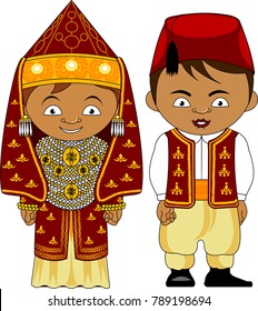 man and woman in national African clothes, vector and illustration
