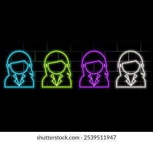 Man and woman neon empty avatars set. photo placeholder for social networks, resumes, forums and dating sites. Male and female, no photo, images for unfilled user profile.