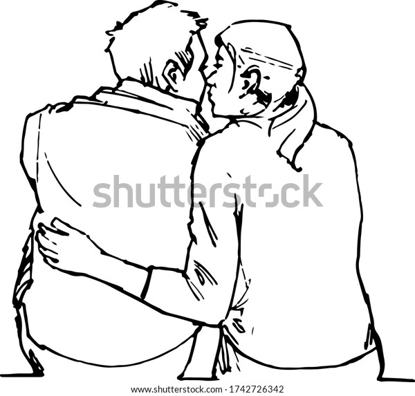 Man Woman Next Each Other Kissing Stock Vector Royalty Free 1742726342 Shutterstock 