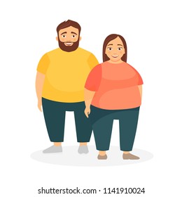 A man and a woman with obesity. Unhealthy Lifestyle. Incorrect food.
