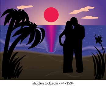 man and woman on a beach (vector)