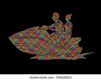 Man and woman on a boat graphic vector