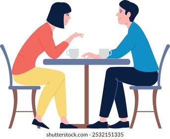 Man and woman on a date. Romantic cafe meeting