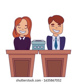 Man and woman on podium design, Usa happy presidents day elections united states america independence nation us country and national theme Vector illustration