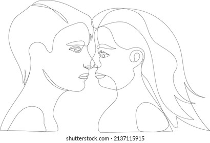 Man Woman One Line Drawing Vector Stock Vector (Royalty Free ...