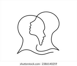 Man and woman one line drawing vector. Abstract minimal elegant logo