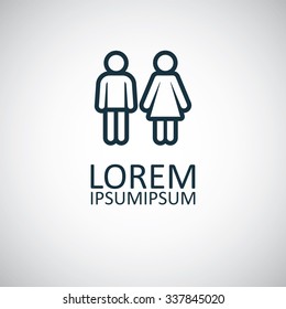 man and woman outline, thin, flat, digital icon for web and mobile
