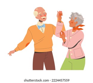 Man and Woman Pensioner Character Dancing Together Engaged in Hobby Activity on Retirement Vector Illustration