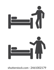 Man and woman people in bedroom with bed icon 