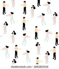 man and woman people Seamless pattern  