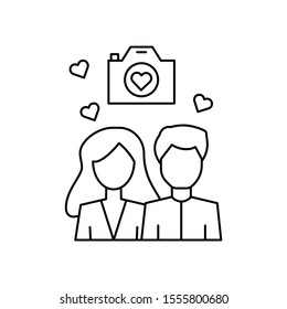 Man woman photographer love icon. Simple line, outline vector of having feelings icons for ui and ux, website or mobile application