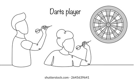 A man and a woman play darts, throwing darts at a target with the aim of scoring the highest number of points. The game requires precise coordination and a high level of skill.