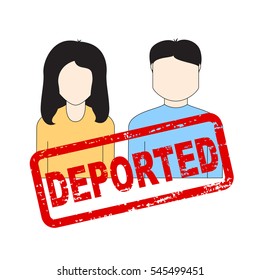 Man and woman portrait with deported stamp