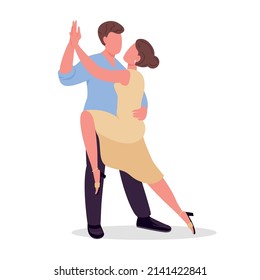 Man with woman practicing latin dance class semi flat color vector characters. Full body people on white. Active hobby simple cartoon style illustration for web graphic design and animation