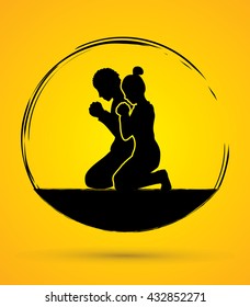 Man and Woman pray together graphic vector