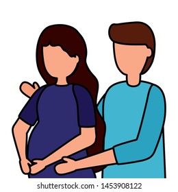 man and woman pregnancy and maternity scene flat vector illustration
