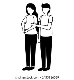 man and woman pregnancy and maternity scene flat vector illustration