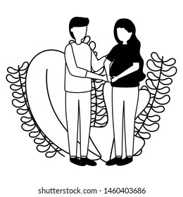 man and woman pregnancy and maternity scene flat vector illustration