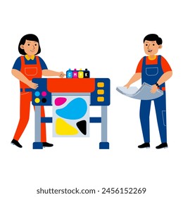 Man and Woman Print Worker Profession