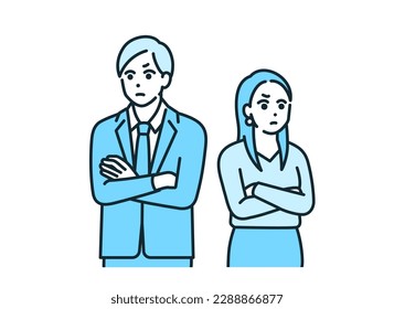 Man and woman with a problem. Illustration of a couple dissatisfied with each other.