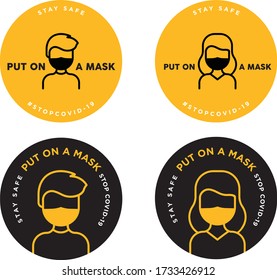 man and woman put on a mask sign icon