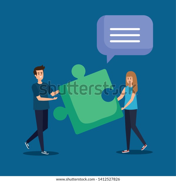Man Woman Puzzle Chat Bubble Stock Vector Royalty Free