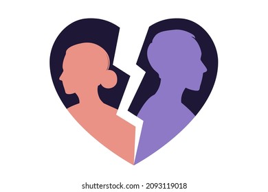 Man and a woman in a quarrel. Conflicts between husband and wife. Disagreement, relationship troubles. Concept of divorce, misunderstanding in family. Vector. Flat