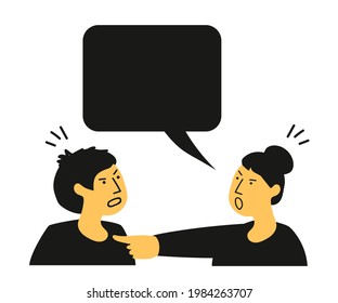 Man and woman quarrel on a white background. Cartoon. Vector illustration.