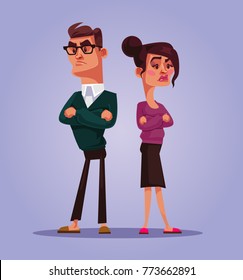 Man and woman quarrel. Vector cartoon illustration