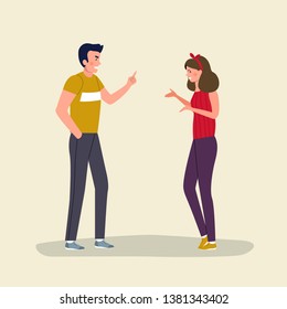 Man and woman  quarreling isolated. Vector flat style illustration