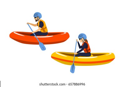 Man and woman rafting