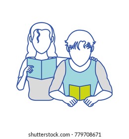 Man and woman reading design