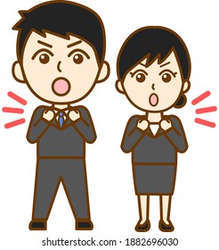 A man and a woman in recruit suits are full of motivation