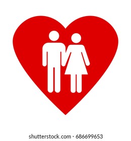 Man and woman in a red heart.