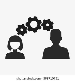 Man and woman relationship mechanics. Isolated on white background. Flat vector stock illustration