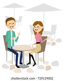 Man and woman to relax at the cafe
