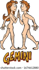 A man and a woman representing the astrological sign of Gemini