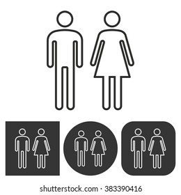 Man and Woman restroom   -  black and white icons. Vector illustration. 