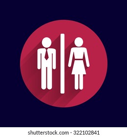 Man Woman restroom sign icon vector button logo symbol concept.