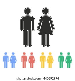 Man and Woman restroom vector icon. Illustration isolated on white background for graphic and web design.