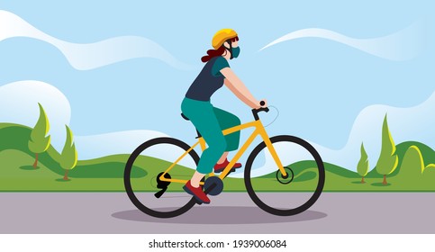 man and woman riding bicycle in natural background