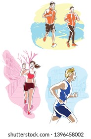man woman running exercise outdoor 