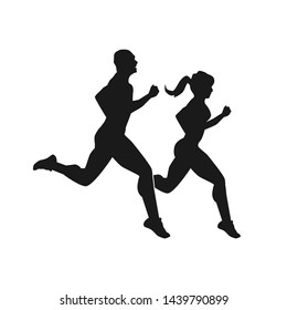 Man Woman Running Icon Vector Illustration Stock Vector (Royalty Free ...