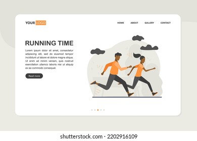 A man and a woman are running in the park. Active and healthy lifestyle. Vector illustration